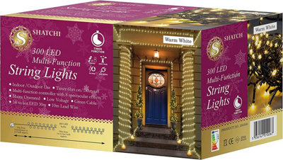 Shatchi 300 Warm White Leds Multifunction Timer Outdoor String Fairy Lights 30M from B&Q