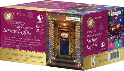 Shatchi 500 Multicolour Leds Multifunction Timer Outdoor String Fairy Lights 50M from B&Q