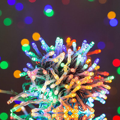 B&Q -  200 Multicolour Leds Multifunction Timer Clear Cable Outdoor String Fairy Lights 20M