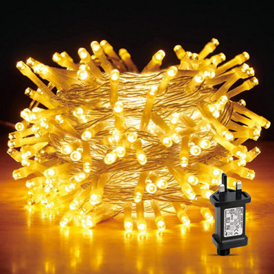 Shatchi 300 Warm White Leds Multifunction Timer Clear Cable Outdoor String Fairy Lights 30M from B&Q