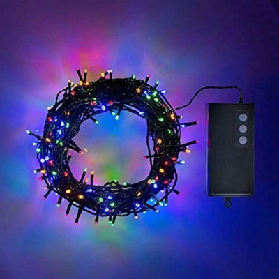 Shatchi 100 Multicolour Leds Battery Operated Fairy Lights Waterproof 8 Changing Modes Timer Christmas Decorations from B&Q