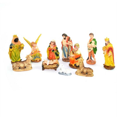 Shatchi Large Handmade Nativity Scene Birth Jesus Wooden Stable Figurine House Sculpture Christmas Decoration Xmas Décor from B&Q