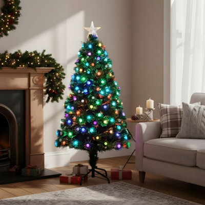 Shatchi 5Ft/150Cm Diamonds Fibre Optic Christmas Tree Led Pre-Lit from B&Q