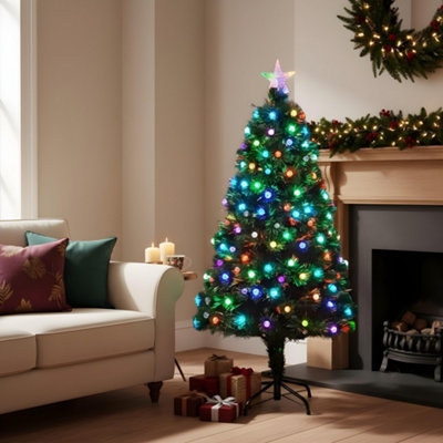 Shatchi Light/Green 4Ft/120Cm Diamonds Fibre Optic Christmas Tree Led Pre-Lit 4Ft