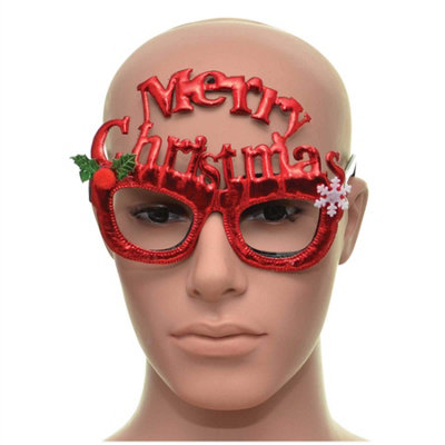Shatchi Novelty Glitter Red Merry Christmas Christmas Glasses Christmas Party Props from B&Q