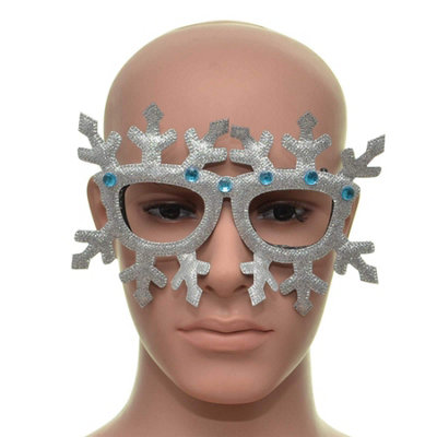Shatchi Novelty Glitter Silver Snowflake Christmas Glasses Christmas Party Props Photo Booth Accessories Stocking Fillers from B&Q