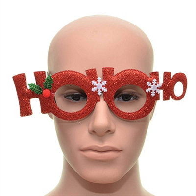Shatchi Novelty Glitter Red Ho Ho Ho Christmas Glasses Christmas Party Props Photo Booth Accessories Stocking Fillers from B&Q