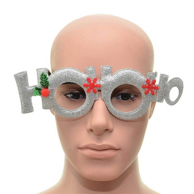 Shatchi Novelty Glitter Silver Ho Ho Ho Christmas Glasses Christmas Party Props Photo Booth Accessories Stocking Fillers from B&Q