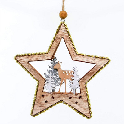 B&Q -  Christmas Tree Hanging Decoration Standing Deer Star Shape