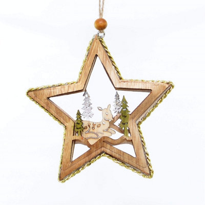 B&Q -  Christmas Tree Hanging Decoration Lying Deer Star Shape