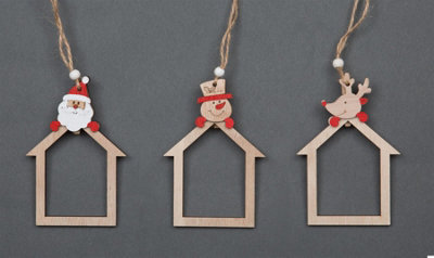 B&Q -  Christmas Tree Ornaments Wooden Aesthetic Hanging Decorations Set Of 3 Pcs Xmas Diy Holiday Home Décor