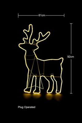 B&Q -  Standing Reindeer Neon Effect Rope Light Silhouette Double Side 90 Warm White Leds