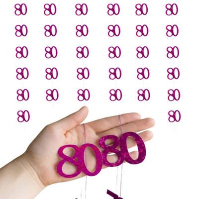 Shatchi 80Th Glitz Pink Foil Hanging String Decorations Pack Of 6 from B&Q
