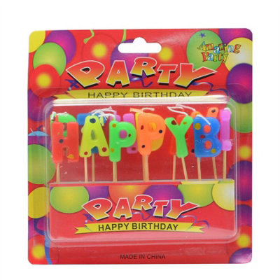 Shatchi Happy Multicolour Metallic Polka Dot Letters/Sprial Candles For Party Cake Toppers Decorations