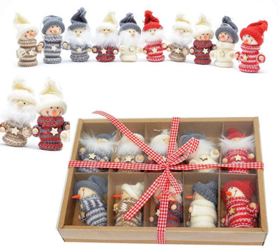 Shatchi 10 Handmade Christmas Tree Hanging Box Set Xmas Home Decor Novelty Gifts, Multi
