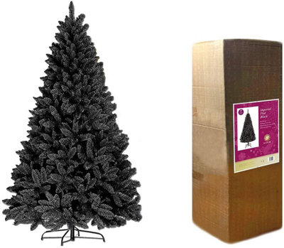 Shatchi 7Ft Black Bushy Imperial Pine Artificial Deluxe Christmas Tree Hinged Branches from B&Q