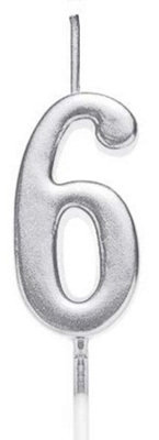 Shatchi 6 Number Candle Birthday Anniversary Party Cake Decorations Topper Silver