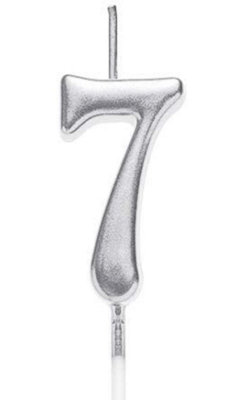 Shatchi 7 Number Candle Birthday Anniversary Party Cake Decorations Topper Silver