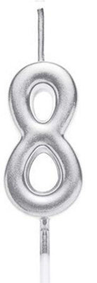 Shatchi Silver 8 Number Candle Birthday Anniversary Party Cake Decorations Topper from B&Q