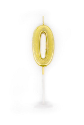 Shatchi Gold 0 Number Candle Birthday Anniversary Party Cake Decorations Topper from B&Q