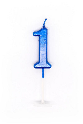 Shatchi Blue 1 Number Candle  Birthday Anniversary Party Cake Decorations Topper from B&Q