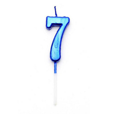 Shatchi 7 Number Candle Birthday Anniversary Party Cake Decorations Topper Blue