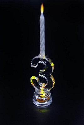 Shatchi Birthday Candle Number 3 Flashing Colour Changing With 4 Candle Cake Decoration Light