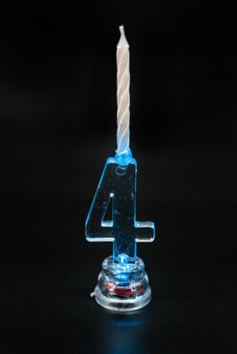 Shatchi Birthday Candle Number 4 Flashing Colour Changing With 4 Candle Cake Decoration from B&Q