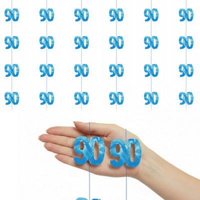 Shatchi 90Th Glitz Blue Foil Hanging String Decorations Pack Of 6 from B&Q