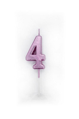 Shatchi Number Candle 4 Candle Birthday Anniversary Party Cake Decorations Topper Pink