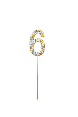 Shatchi Gold 6 Sparkley Diamond Cake Topper Number 6 For Birthday Anniversary from B&Q