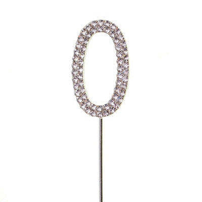 Shatchi Silver 0 Sparkley Diamond Cake Topper Number 0 For Birthday Anniversary from B&Q