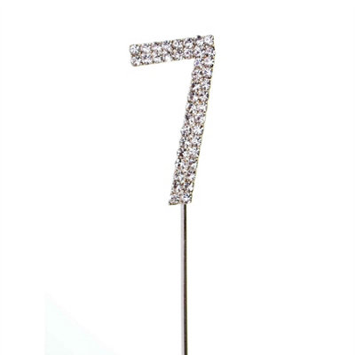 Shatchi Silver 7 Sparkley Diamond Cake Topper Number 7 For Birthday Anniversary from B&Q
