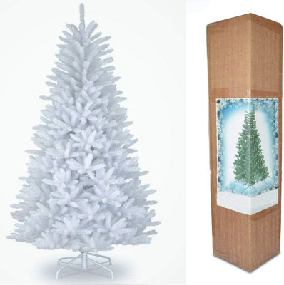 Shatchi White Christmas Bushy Looking Artificial Tree Metal Stand 12Ft