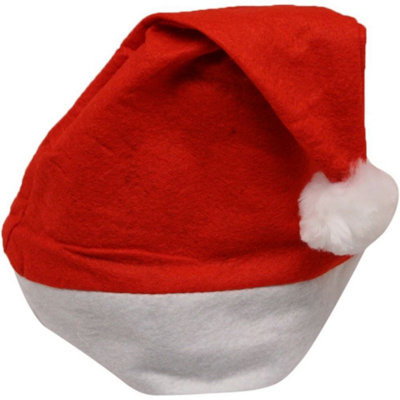 Shatchi 12Pcs Christmas Felt Hat Santa Costume Xmas Fancy Dress Fun Party Accessories Red/white from B&Q
