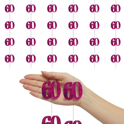 Shatchi 60Th Glitz Pink Foil Hanging String Decorations Pack Of 6 from B&Q