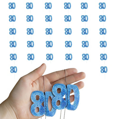 Shatchi 80Th Glitz Blue Foil Hanging String Decorations Pack Of 6 from B&Q
