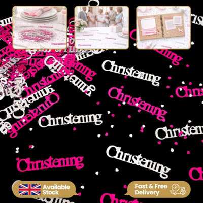 Shatchi Christening Confetti Pink & Silver 14 Grams Table Scatter Party Decorations 2 Pack from B&Q