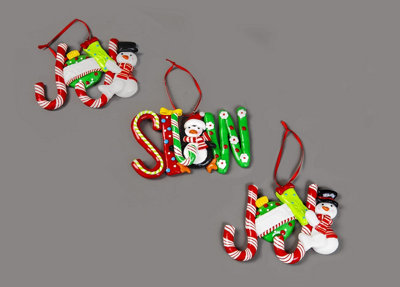 B&Q -  Christmas Tree Hanging Decorations 3Pcs Snow Joy Noel
