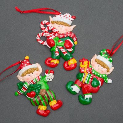B&Q -  3Pc Christmas Tree Hanging Decorations With Cup Cake Candy Santa Snowman Teddy Xmas Tree Wall Home Décor Ornaments