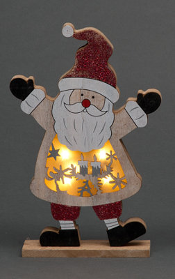 B&Q -  Led Wooden Christmas Santa Home Indoor Table Decorations Ornaments Centrepiece27CmWood