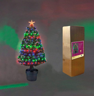 B&Q -  2Ft/60Cm Multicolour 8 Modes Fibre Optic Christmas Tree Led Pre-Lit