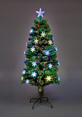 B&Q -  2Ft/60Cm Snowflakes Fibre Optic Christmas Tree Led Pre-Lit