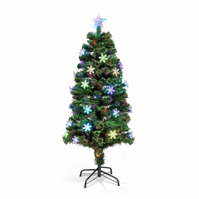 Shatchi Light/Green 3Ft/90Cm Snowflakes Fibre Optic Christmas Tree Led Pre-Lit 3Ft