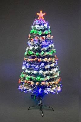 Shatchi 6Ft/180Cm Frosted Tips 8 Modes Fibre Optic Christmas Tree Led Pre-Lit from B&Q