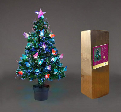 Shatchi 2Ft/60Cm Butterflies Fibre Optic Christmas Tree Led Pre-Lit from B&Q