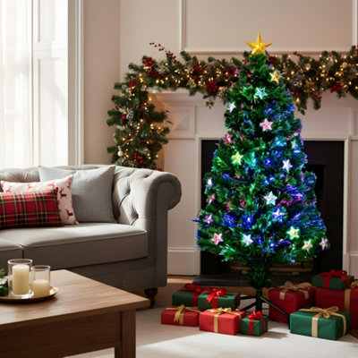 Shatchi Light/Green 3Ft/90Cm Stars Fibre Optic Christmas Tree Led Pre-Lit 3Ft