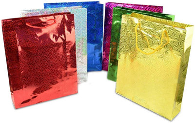 Shatchi Bulk Buy Wholesale 50Pcs Assorted Colours Holographic Gifts Christmas Birthday Present Medium
