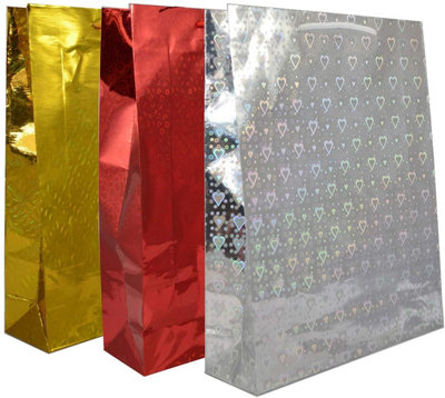 Shatchi Bulk Buy Wholesale 25Pcs Assorted Colours Holographic Gifts Christmas Birthday Present Large