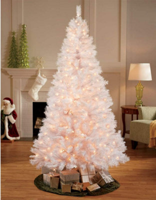 Shatchi 6Ft Prelit White Alaskan Pine Christmas Tree Warm White Leds from B&Q
